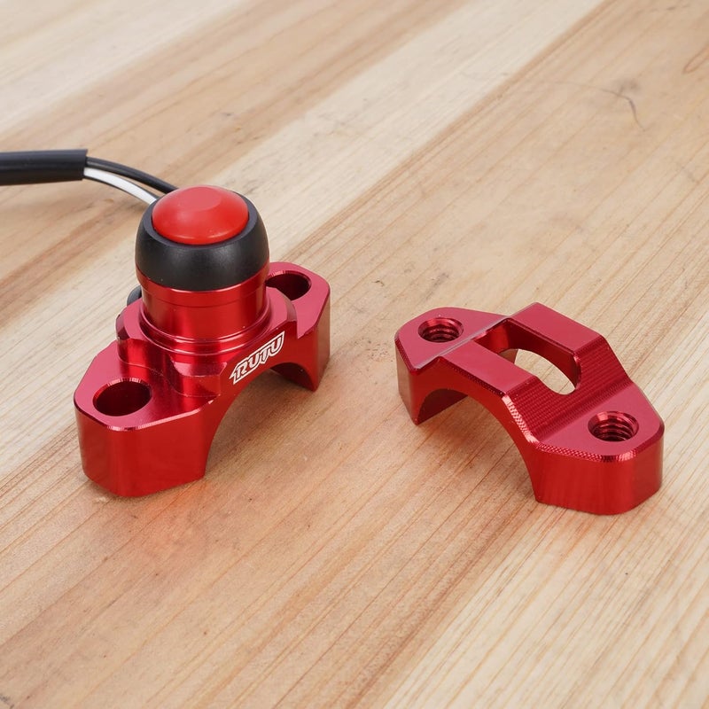 RUTU CNC Universal Motorcycle Engine Stop Start Kill Switch Button with Mounting Backplate for KLX450 KLX250 KLX110 CR125 CRF250 CRF450 XR250 ATV,Dirt Pit Bike,Scooter,Quad - Red - Image 4
